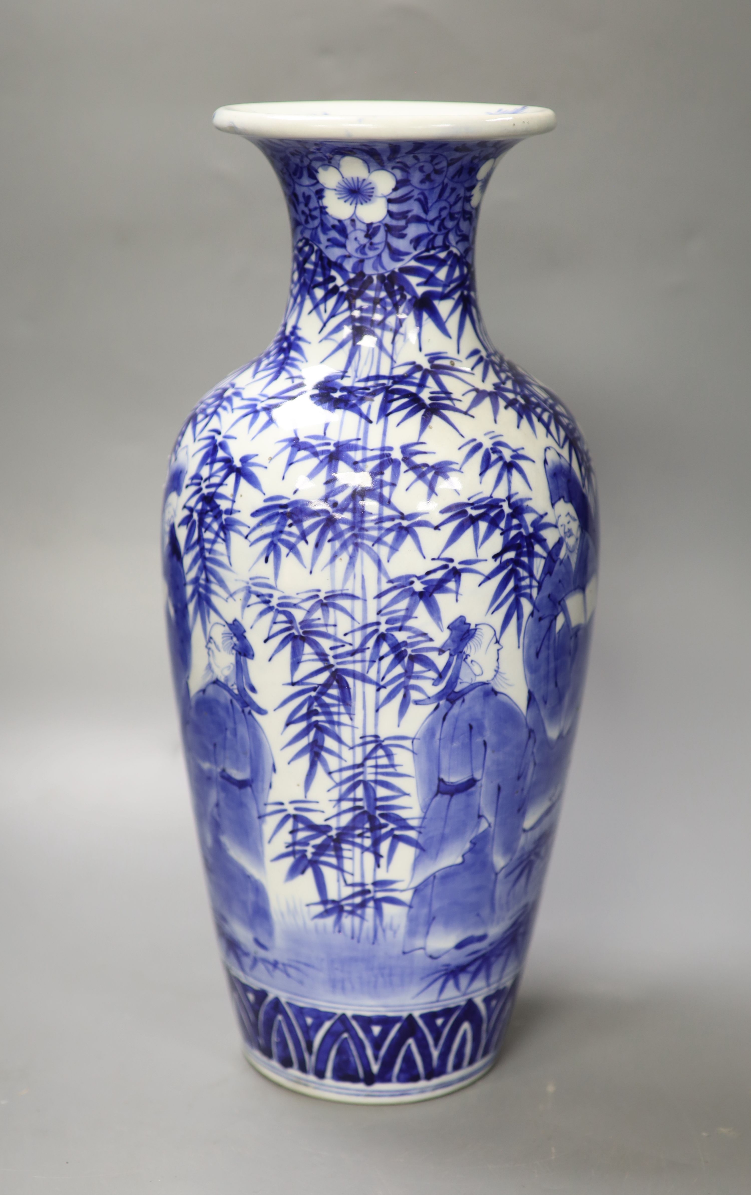 A Japanese blue and white vase, height 40cm